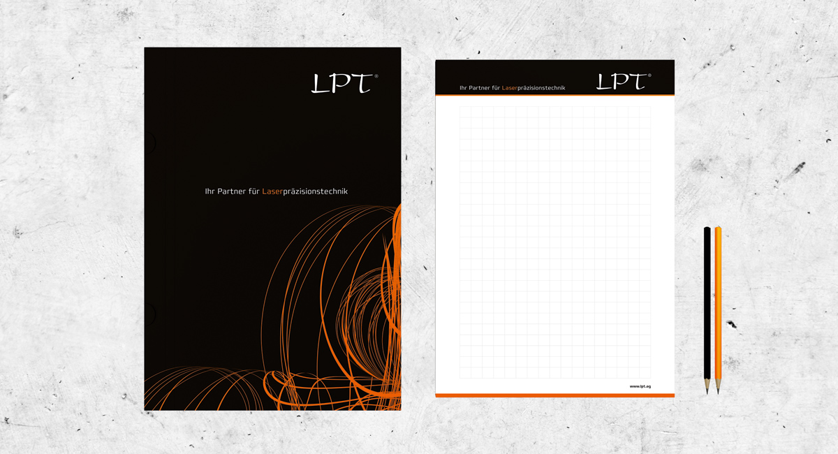 Schreibblock für die Firma LPT - Laserpräsizionstechnik